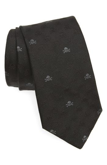 Men's John Varvatos Star Usa Skull & Crossbones Silk Tie, Size - Black