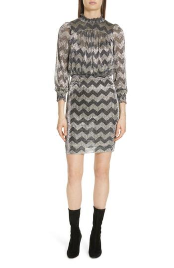 Women's Ba & Sh Goldy Zigzag Metallic Stripe Dress - Metallic