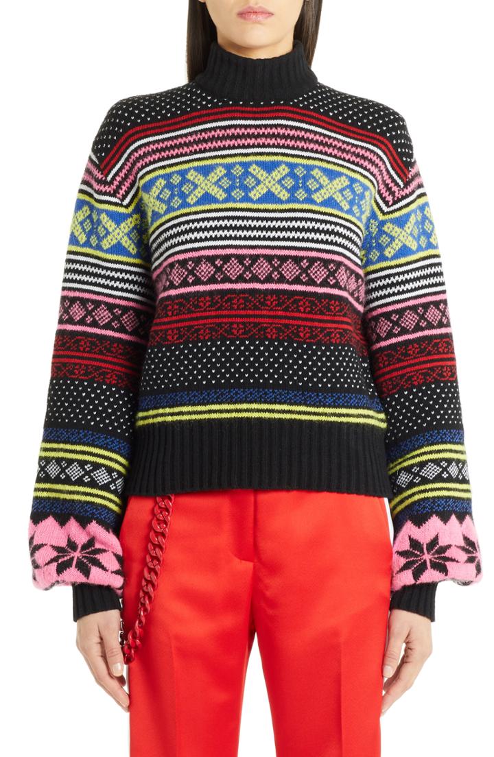 Women's Msgm Fair Isle Wool Blend Sweater