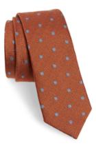 Men's The Tie Bar Dotted Hitch Silk & Wool Skinny Tie, Size - Orange