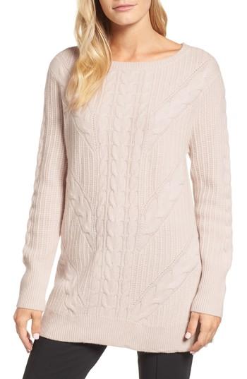 Women's Emerson Rose Cashmere Cable Tunic Sweater - Beige