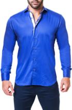 Men's Maceoo Einstein Satin Fit Sport Shirt, Size Medium - Blue