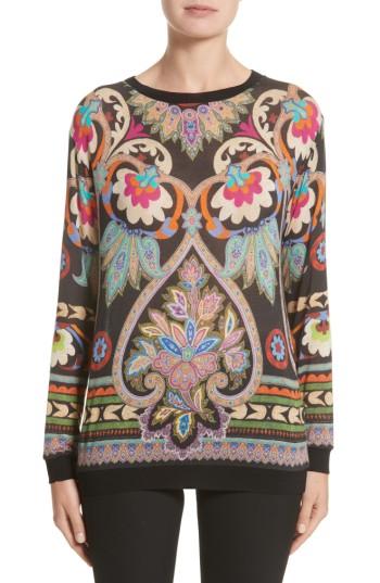 Women's Etro Print Sweater Us / 40 It - Black