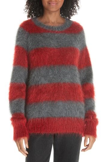 Women's T By Alexander Wang Mohair Blend Stripe Sweater - Grey