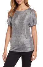 Women's Michael Michael Kors Foil Space Dye Split Sleeve Tee - Metallic