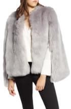 Women's Halogen Faux Fur Cape, Size - Grey
