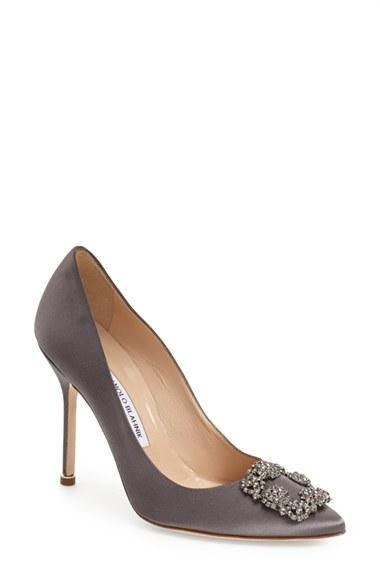 Women's Manolo Blahnik 'hangisi' Jewel Pump Us / 40eu - Grey