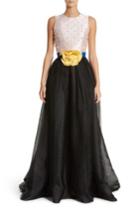 Women's Carolina Herrera Colorblock Embellished Bodice Gown - Pink