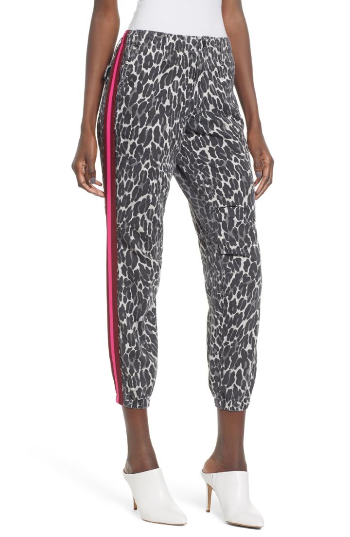 Women's Mother The No Zip Misfit Leopard Print Pants - Grey
