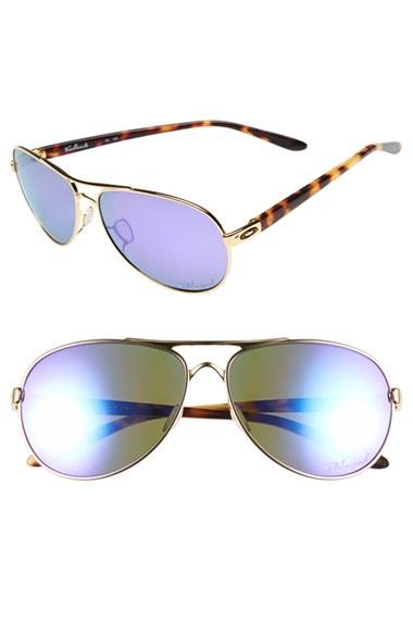 Women's Oakley 'feedback' 59mm Polarized Sunglasses - Polished Gold/ Violet/ Polar