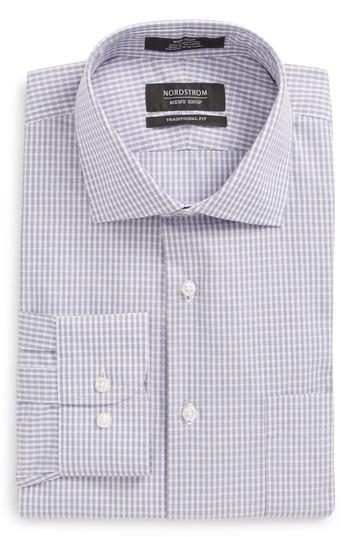 Men's Nordstrom Men's Shop Traditional Fit Non-iron Check Dress Shirt .5 32/33 - Purple