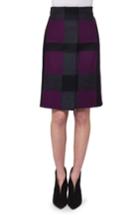 Women's Akris Plaid Double Face Wool Blend A-line Skirt - Purple