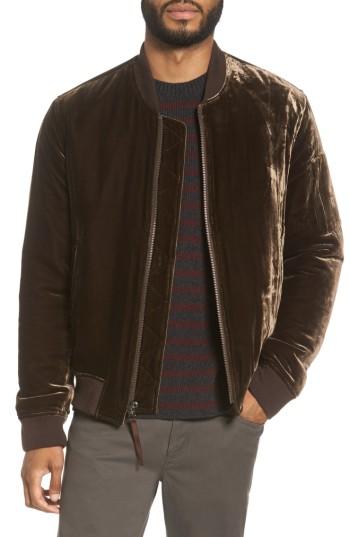 Men's Vince Velvet Bomber Jacket - Brown