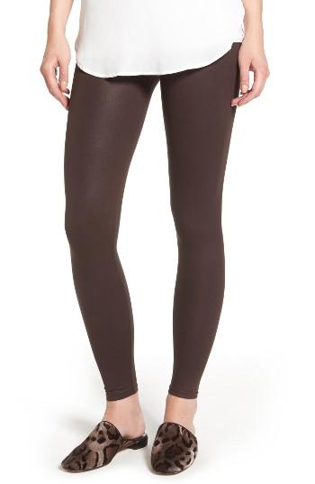 Women's David Lerner Coated Leggings - Burgundy