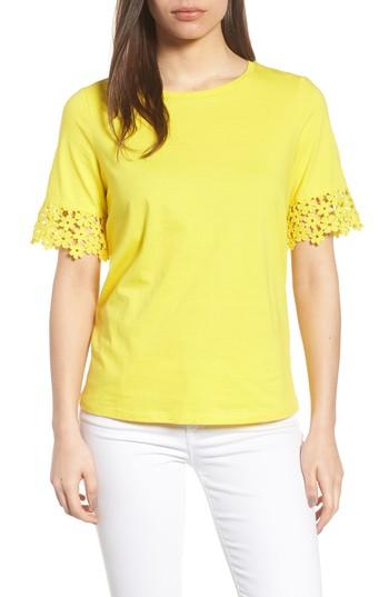 Women's Draper James Palmetto Lace Tee Shirt - Yellow