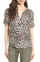 Women's Joie Amone Leopard Print Silk Top - White