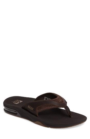 Men's Reef 'fanning Leather' Flip Flop M - Brown
