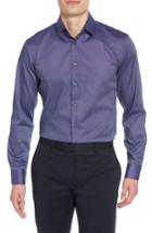 Men's Calibrate Trim Fit Stretch Solid Dress Shirt 34/35 - Blue