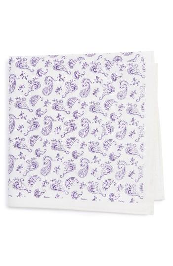 Men's Nordstrom Men's Shop Peloso Paisley Cotton Pocket Square, Size - Purple