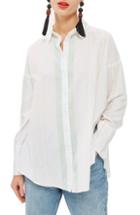 Women's Topshop Washed Stripe Shirt Us (fits Like 0-2) - White