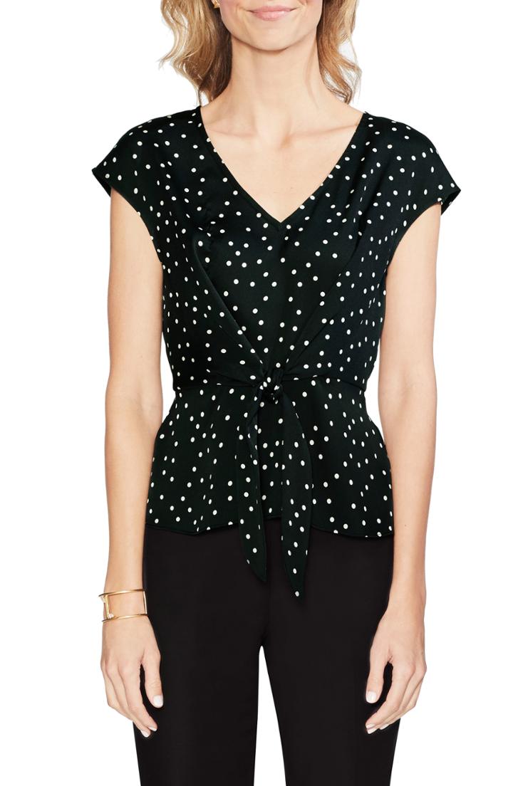 Women's Vince Camuto Cap Sleeve Polka Dot Blouse - Black