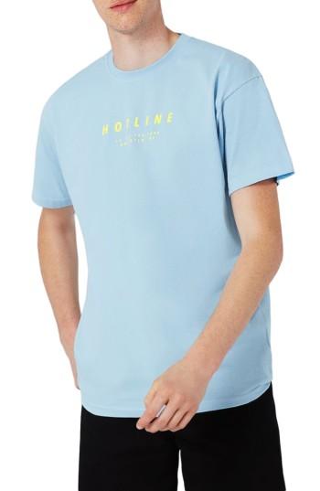 Men's Topman Hotline Print T-shirt - Blue