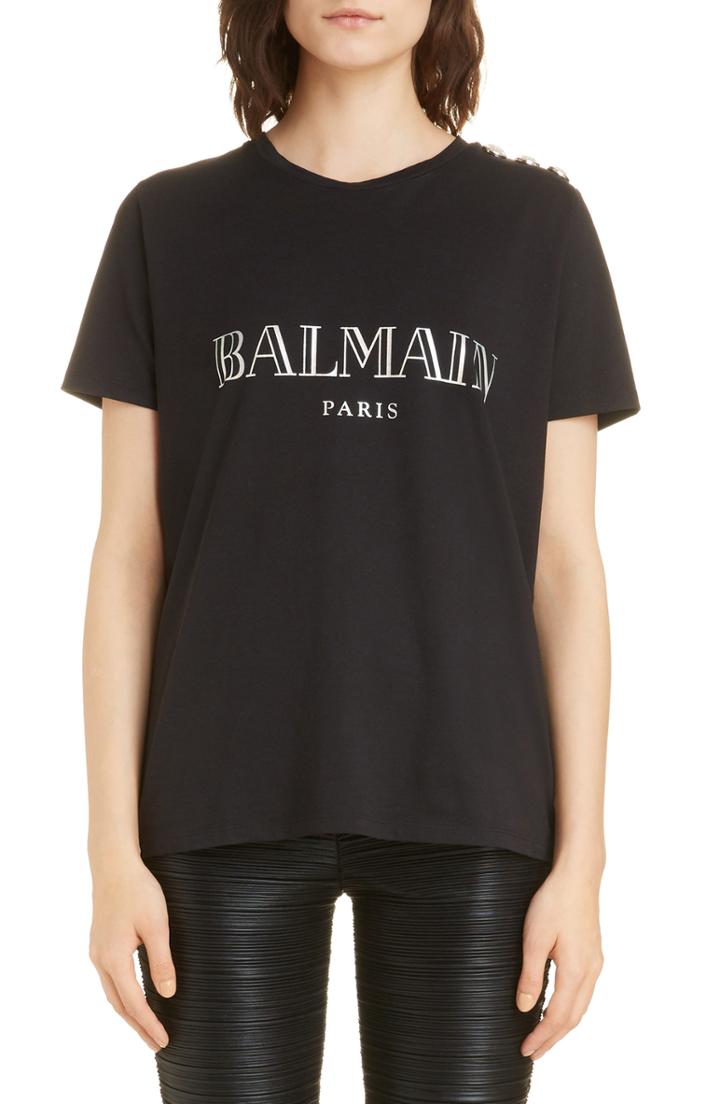 Women's Balmain Logo Tee Us / 40 Fr - Black