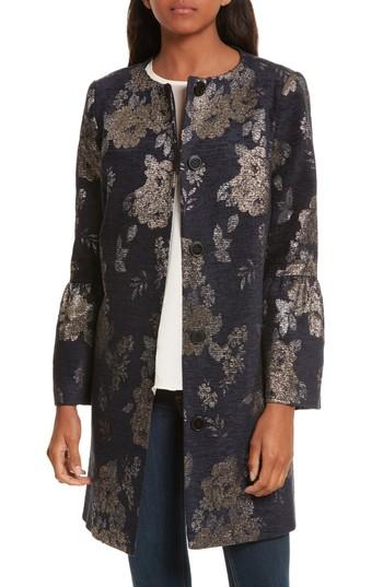 Women's Helene Berman Trumpet Sleeve Brocade Jacket - Blue