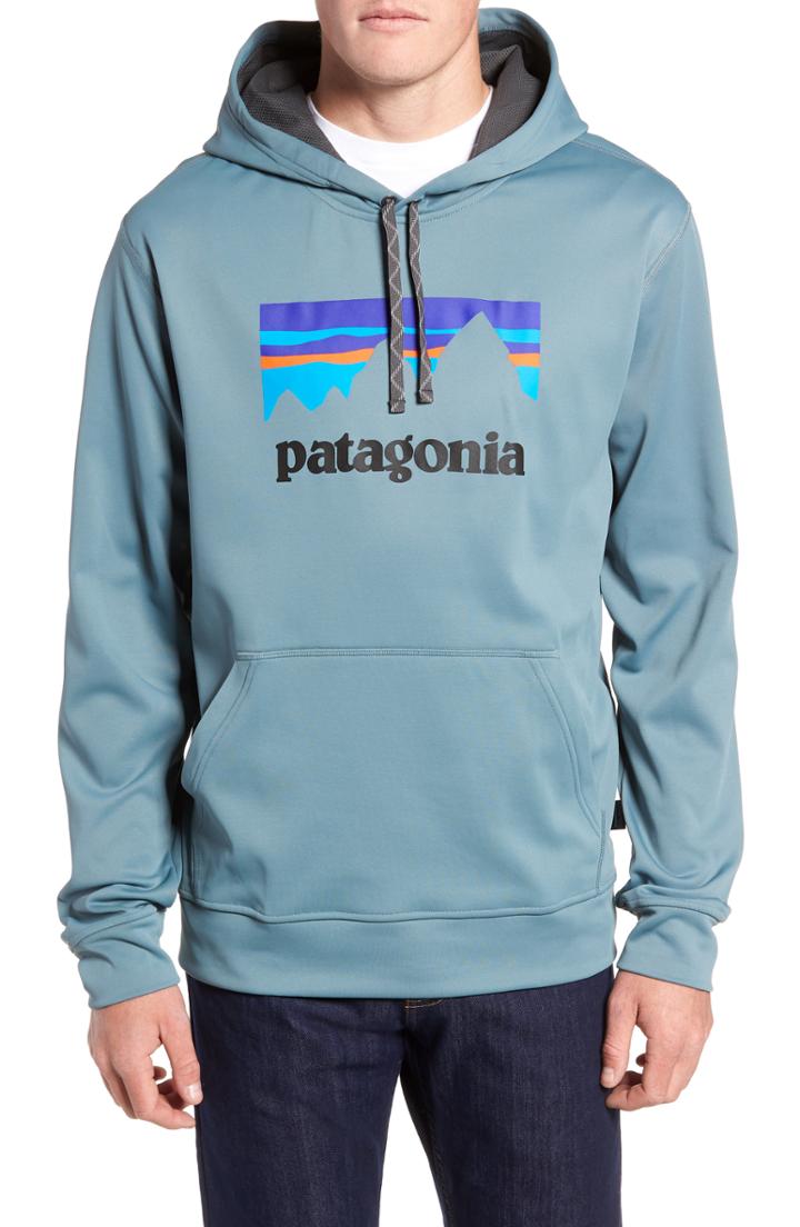 Men's Patagonia Shop Sticker Polycycle Hoodie, Size - Blue