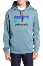 Men's Patagonia Shop Sticker Polycycle Hoodie, Size - Blue