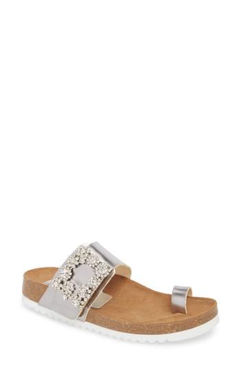 Women's Jeffrey Campbell Bianca Embellished Slide Sandal Us / 36eu - Metallic