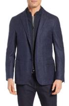 Men's Corneliani Classic Fit Herringbone Wool & Silk Sport Coat Us / 50 Eu R - Blue