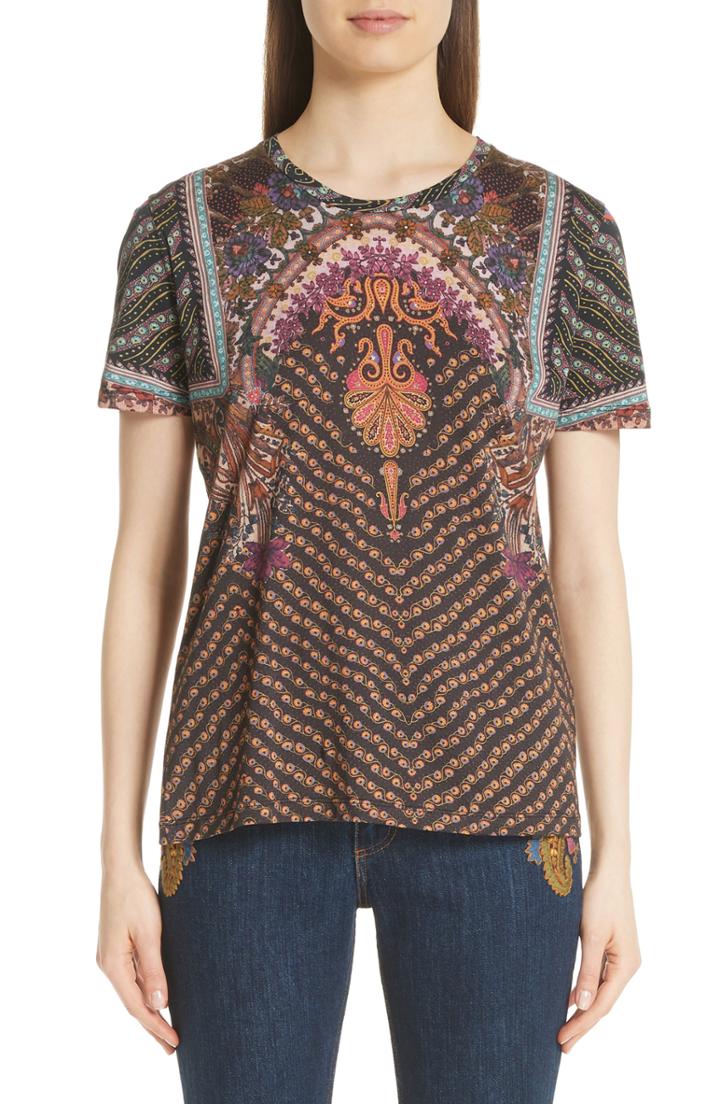 Women's Etro Chain Paisley Print Tee Us / 46 It - Black