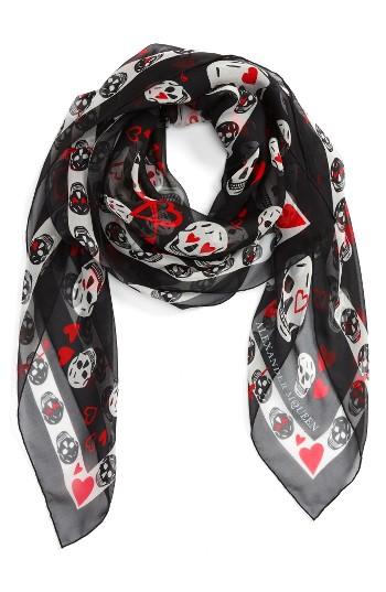 Women's Alexander Mcqueen Sweethearts Skull Silk Scarf