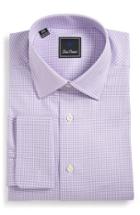 Men's David Donahue Regular Fit Houndstooth Dress Shirt 34/35 - Purple