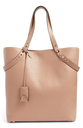 Valentino Lovestud Leather Tote - Grey