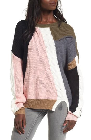 Women's Bp. Color Splice Sweater, Size - Black