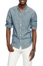 Men's J.crew Slim Fit Indigo Chambray Sport Shirt - Blue