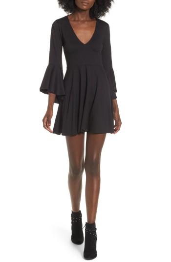 Women's Socialite Bell Sleeve Knit Dress - Black