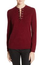 Women's The Kooples Pierced Collar Wool & Cashmere Pullover - Red