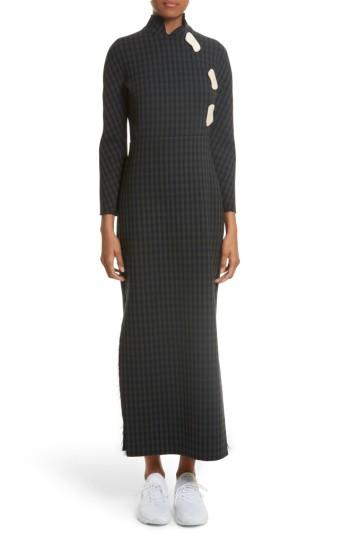 Women's A.w.a.k.e. Fitted Gingham Dress With Carved Wooden Buttons Us / 40 Fr - Green
