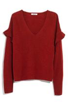 Women's Madewell Ruffle Stitch Play Pullover Sweater - Red