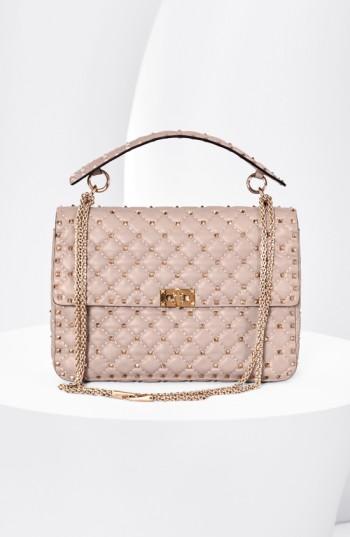Valentino 'rockstud Matelasse' Shoulder Bag - Brown