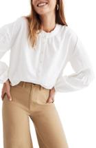 Women's Madewell Pintuck Sleeve Button Down Top, Size - Beige