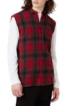 Men's Topman Sleeveless Plaid Shirt - Red