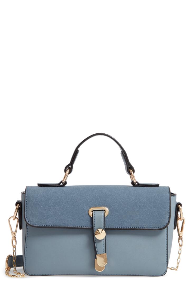 Knotty Colorblock Faux Leather Satchel -