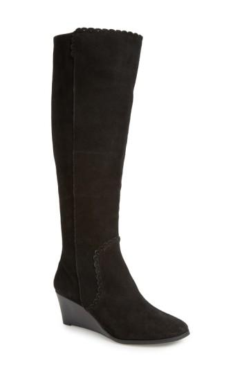 Women's Jack Rogers 'mia' Knee High Wedge Boot .5 M - Black