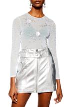 Women's Topshop Embellished Floral Bodysuit Us (fits Like 0-2) - White