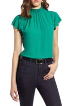 Women's Halogen Smocked Neck Blouse - Green