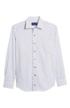 Men's David Donahue Regular Fit Dot Print Sport Shirt, Size - White
